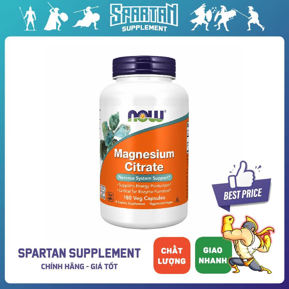 NOW Magnesium Citrate 180 Viên | Thực Phẩm Bổ Sung Magie Cho Người Trưởng Thành