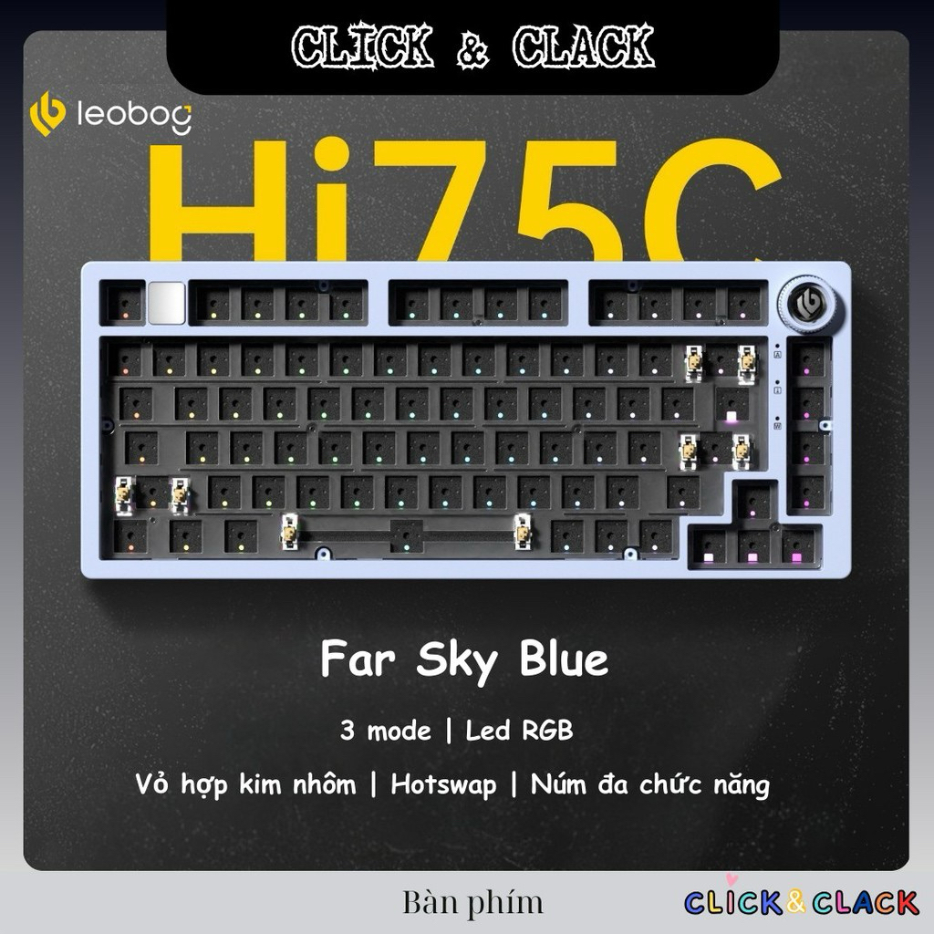 🔥Kit Bàn Phím Cơ Leobog Hi75C Pro 3 Mode | Nhôm CNC | Gasket Mount | Hotswap 3/5 Pin | RGB | BigBuy360 - bigbuy360.vn