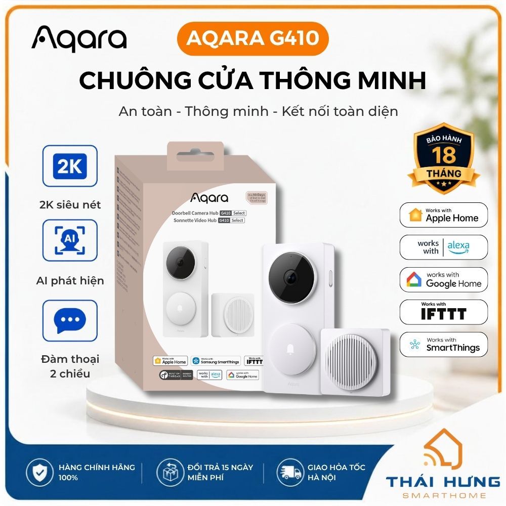Chuông cửa thông minh Aqara G410 (G4 Pro), tích hợp HUB Matter, độ phân giải 2K, loa báo lớn 95dB