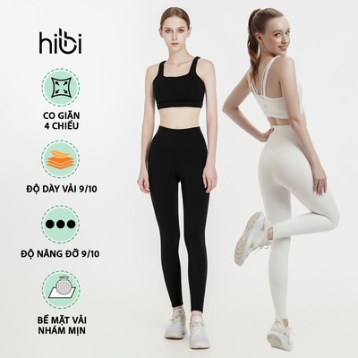 Đồ tập yoga gym nữ Hibi Sports gồm áo BA527 & quần leggings QD329, kèm mút, vải Luxury Hi Fabric