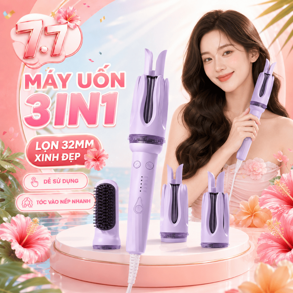 [HOẢ TỐC HCM] Máy uốn tóc 3 trục thay đổi KEYSHE duỗi,uốn,làm thẳng tóc chính hãng làm nóng 30s,chốn