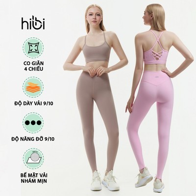 Đồ tập yoga pilates nữ Hibi Sports gồm áo BA528 & quần dài QD330, kèm mút đệm, vải Luxury Hi Fabric