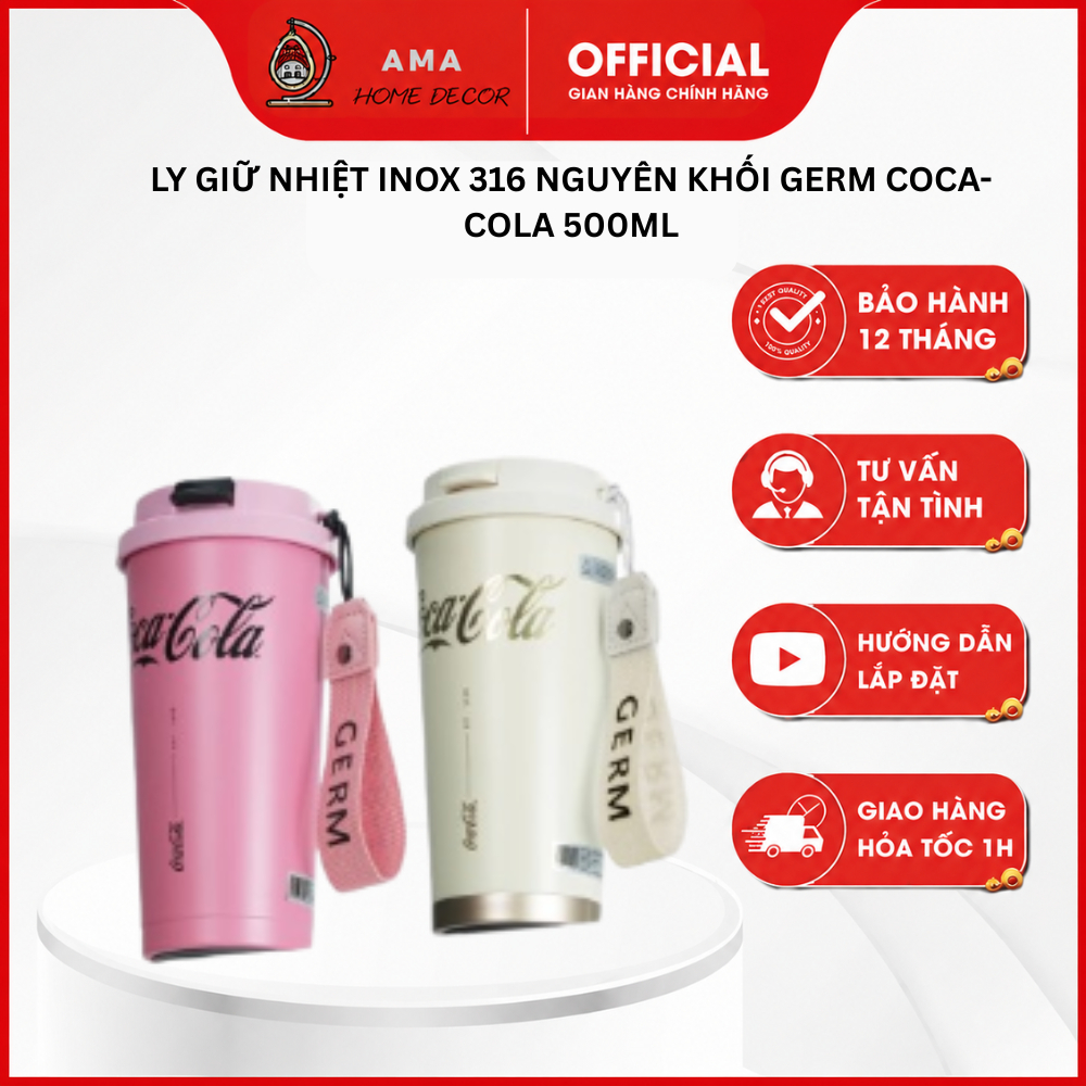 Ly Giữ Nhiệt Inox 316 Nguyên Khối GERM Coca-Cola 500ml - GE-CK22AW-B15/GE-CK23AW-B81