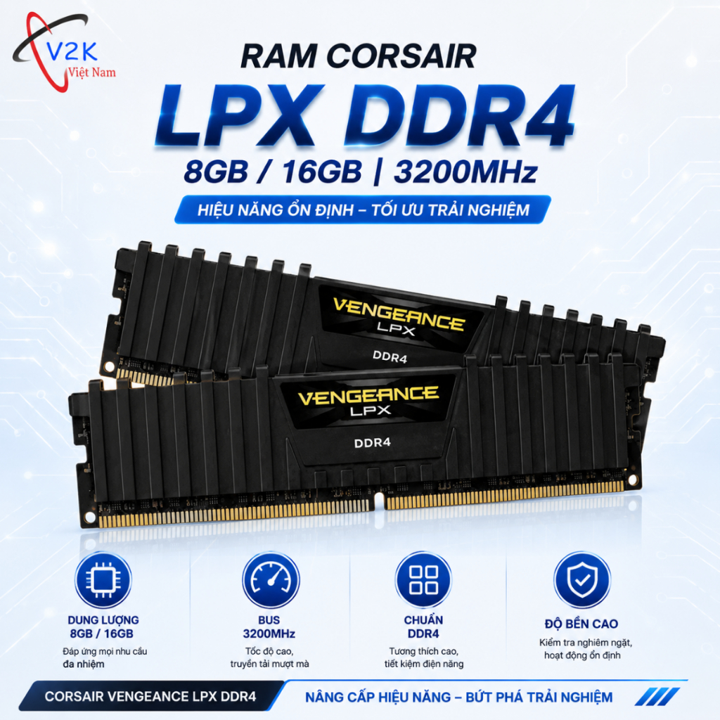 Ram Corsair LPX 8GB/16GB DDR4 3200Mhz , Nhập Khẩu Mới 100% , Bảo Hành 36 Tháng