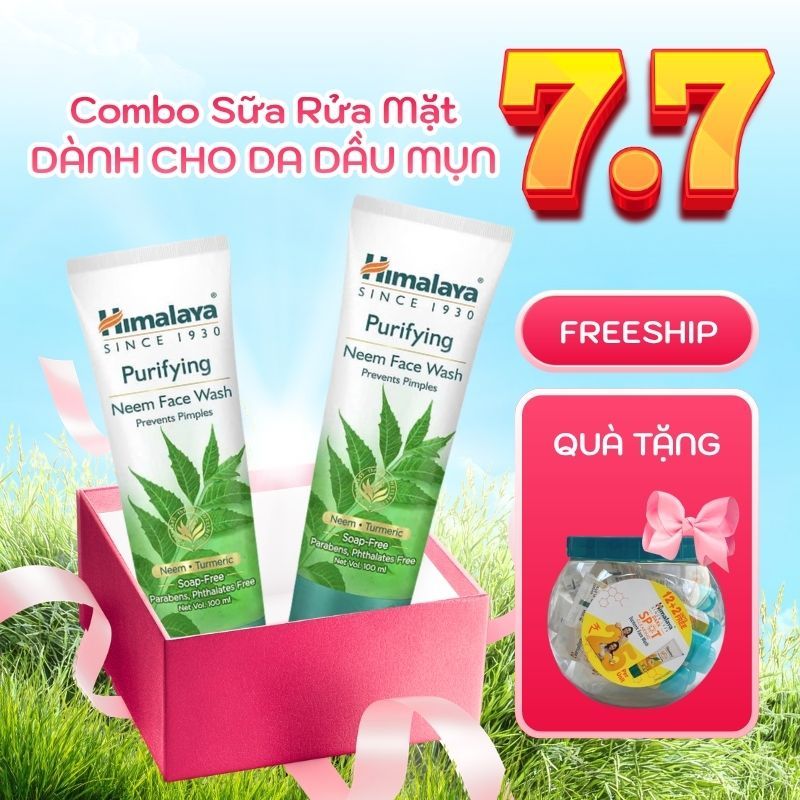 [COMBO 2] Sữa rửa mặt giảm mụn mờ thâm Himalaya Purifying Neem Face Wash 100ml