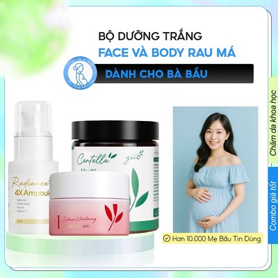 Bộ Mỹ Phẩm Dưỡng Trắng Face Và Body Rau Má Dành Cho Bà Bầu GUO