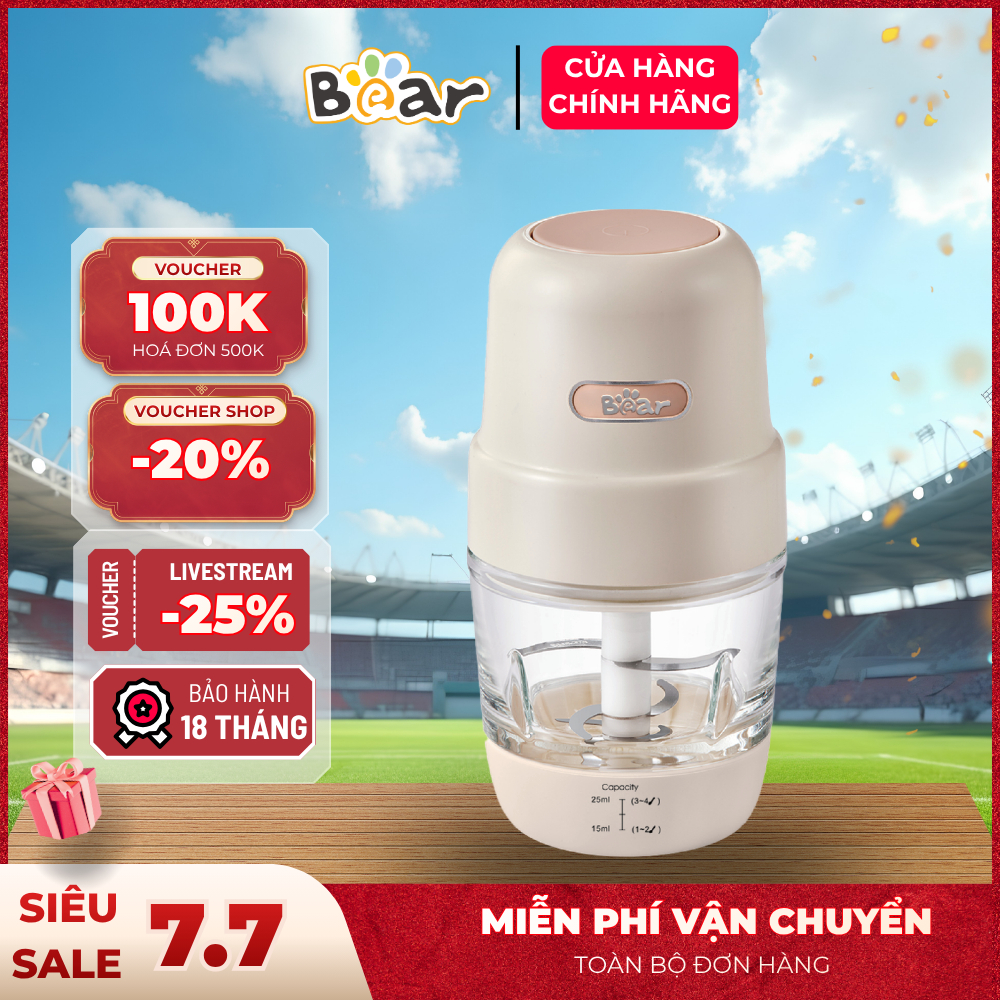 Máy Xay Thịt Bear CH-4H02S Lưỡi Dao Inox Cao Cấp Xay Nhuyễn Siêu Tốc Cối Thủy Tinh An Toàn Cho Bé