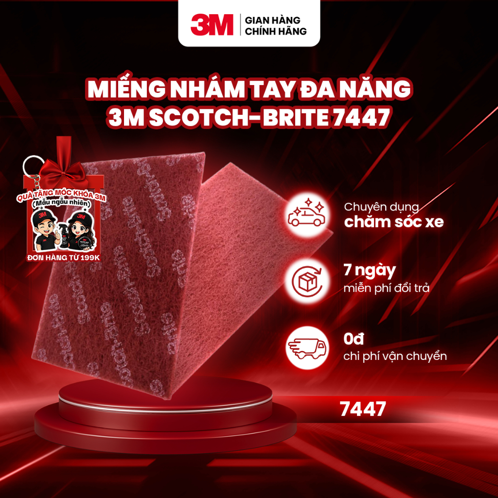 Miếng nhám tay đa năng Scotch-Brite  7447 3M xử lý gỉ sắt, làm bóng bề mặt kim loại