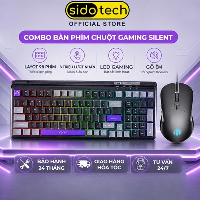 Combo bàn phím chuột có dây SIDOTECH INPHIC V98 fullsize giả cơ silent gaming chống ồn máy tính văn phòng led laptop pc
