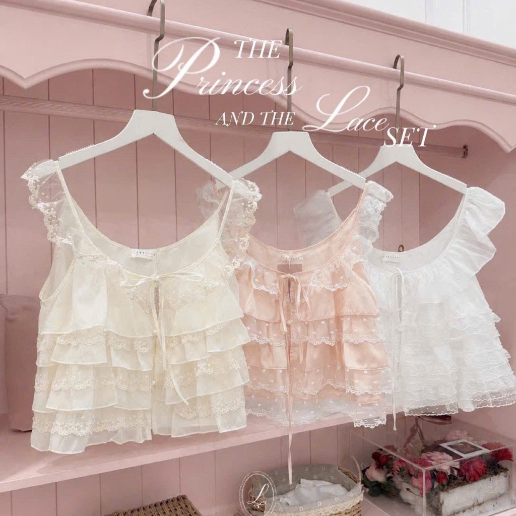 Set 2 dây áo voan quần lụa 2DN28 Labellee chất lụa phối ren mềm mại, điệu đà