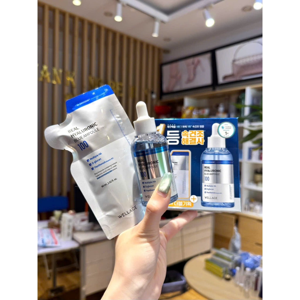 [WELLAGE] Serum HA tươi + B5 Wellage Real Hyaluronic Blue Ampoule 60ml