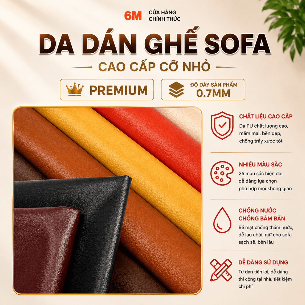 [Da bìa trắng dày 0.7mm] Da dán ghế sofa da PU CỠ NHỎ dán đồ da tự dính, bọc ghế sofa, nội thất, keo dầu siêu dính