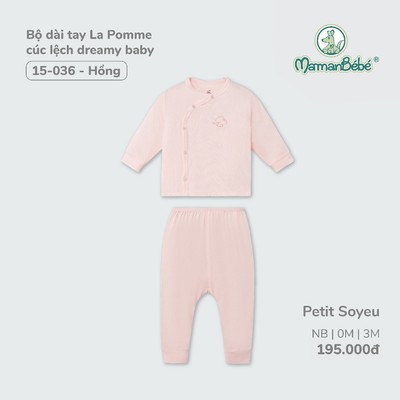 (MamanBébé chính hãng) Bộ Dài Tay La Pomme Cúc lệch Dreamy Baby