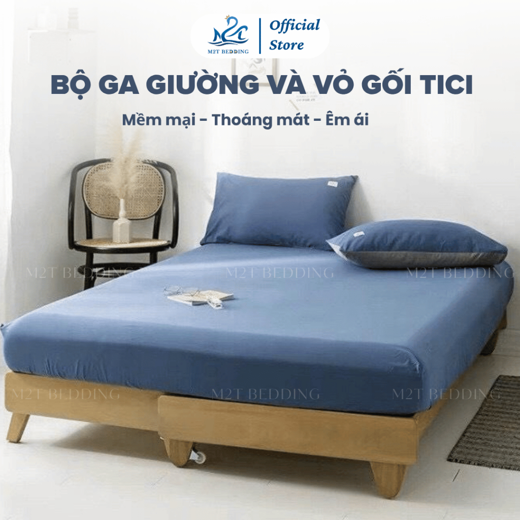 Bộ ga giường và vỏ gối Cotton Tici M2T Bedding - bộ 3 món - đủ kích thước m6/m8/2m2