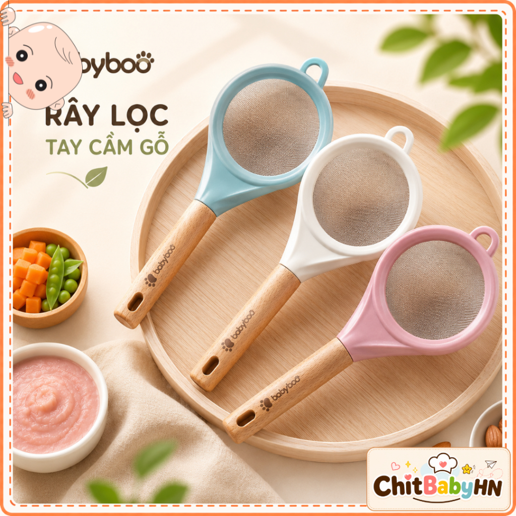 Rây lọc thức ăn 10cm, Rây lọc cháo, Rây lọc sữa hạt siêu mịn bằng inox, Rây lọc cháo BabyBoo size 10