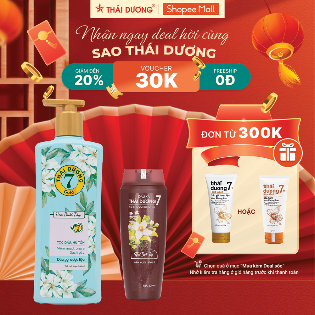 [LIVE COMBO] Combo Dầu Gội Thái Dương 7 Gold 500ml & Dầu xả/ gội Thái Dương 7 200ml tặng dg 7 plus 5