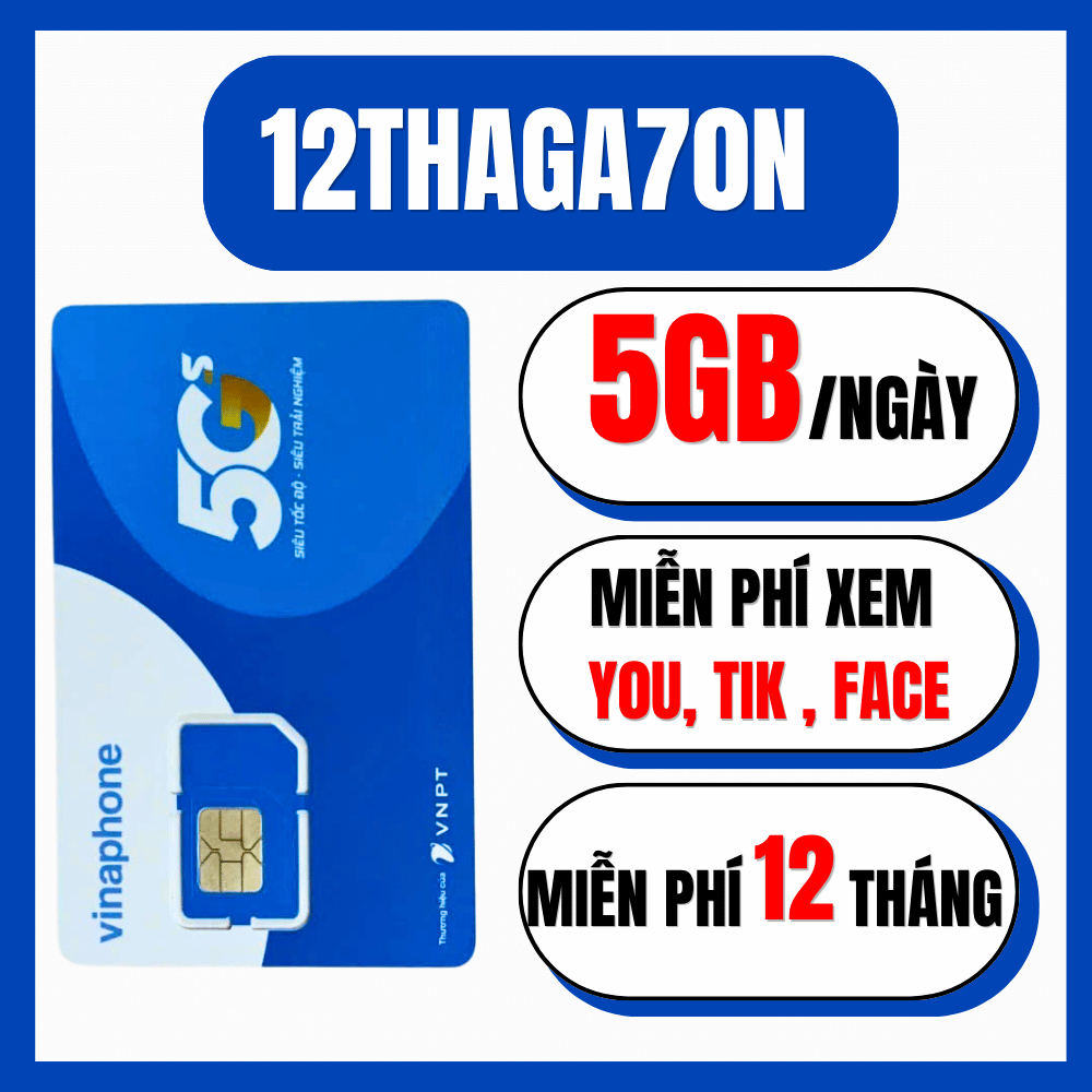 SIM Data VinaPhone 5G CỰC KHỦNG | 60GB-500GB/tháng | FREE 6-12 Tháng | SIM WiFi, Camera, Tablet