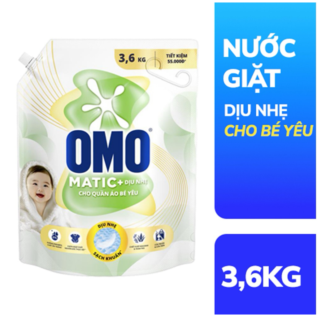 Nước Giặt OMO Matic Cho Quần Áo Bé - Túi 3.6KG
