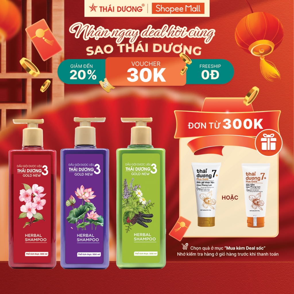 [ Live mua 1 tặng 1] Dầu gội Thái Dương 3 Gold 500ml tặng dầu gội dầu xả / sữa tắm  Thái Dương 7 Plu