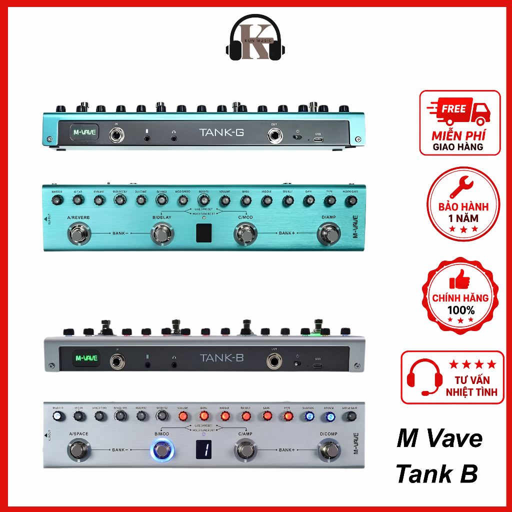 Pedal Guitar M Vave Tank G / Tank B Chuyển Đổi Hiệu Ứng /KUN MUSIC