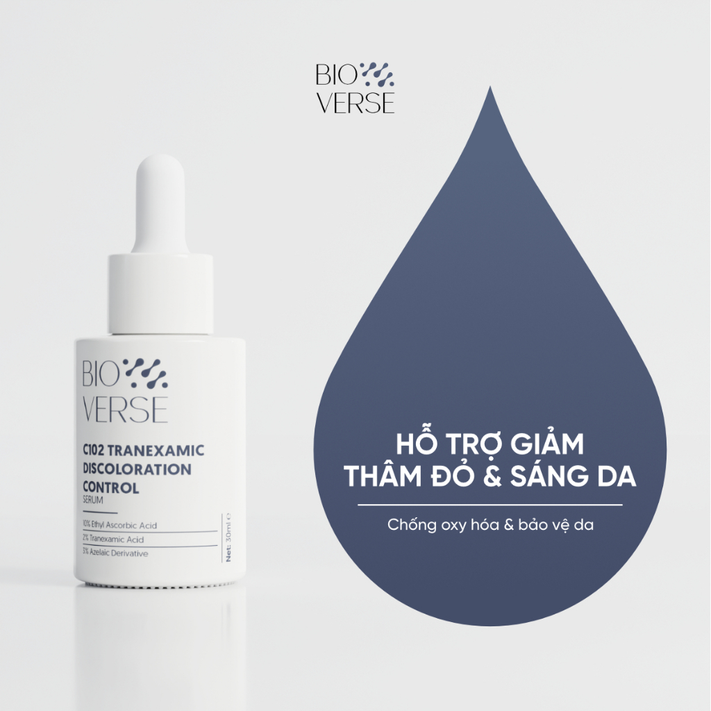 Tinh Chất C102 Mờ Thâm Đỏ & Chống Oxy Hóa Bioverse C102 Tranexamic Discoloration Control Serum 30ml