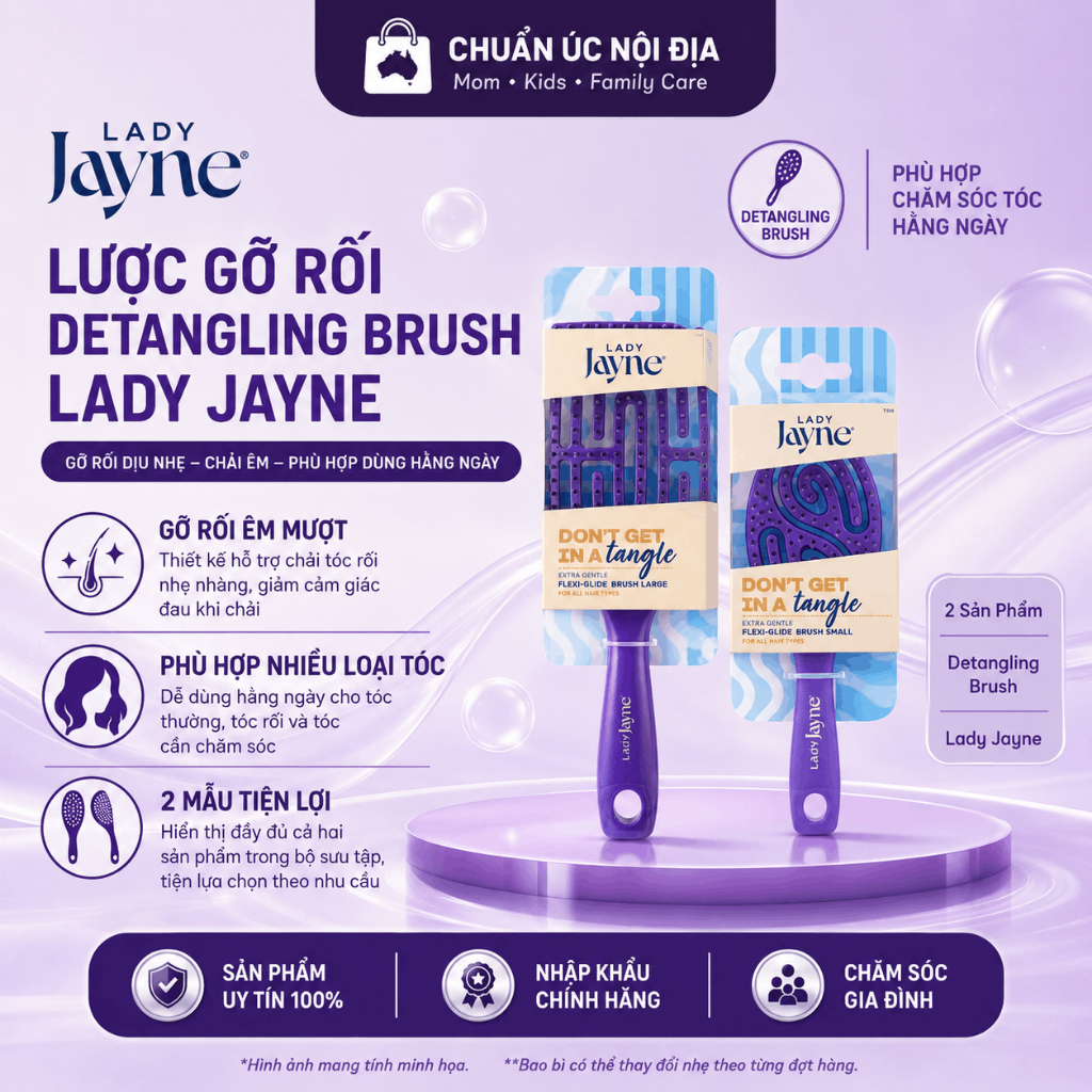 [Đủ Size] Lược gỡ rối detangling brush LADY JAYNE bản dude WET Brush