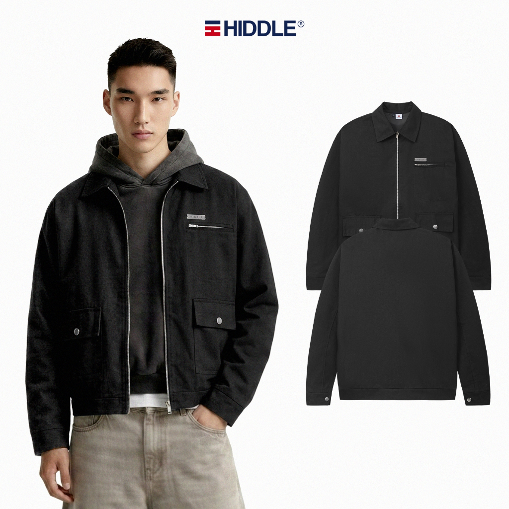 Áo khoác nam kaki hàng hiệu cao cấp HIDDLE nhiều size, màu đen 2 lớp sang trọng | H9-AK4