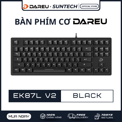 Bàn Phím Cơ Dareu EK87L V2 Black | Thiết kế Tối giản, 87 Phím, Switch DREAM/FIREFLY Bền bỉ, Phù hợp 