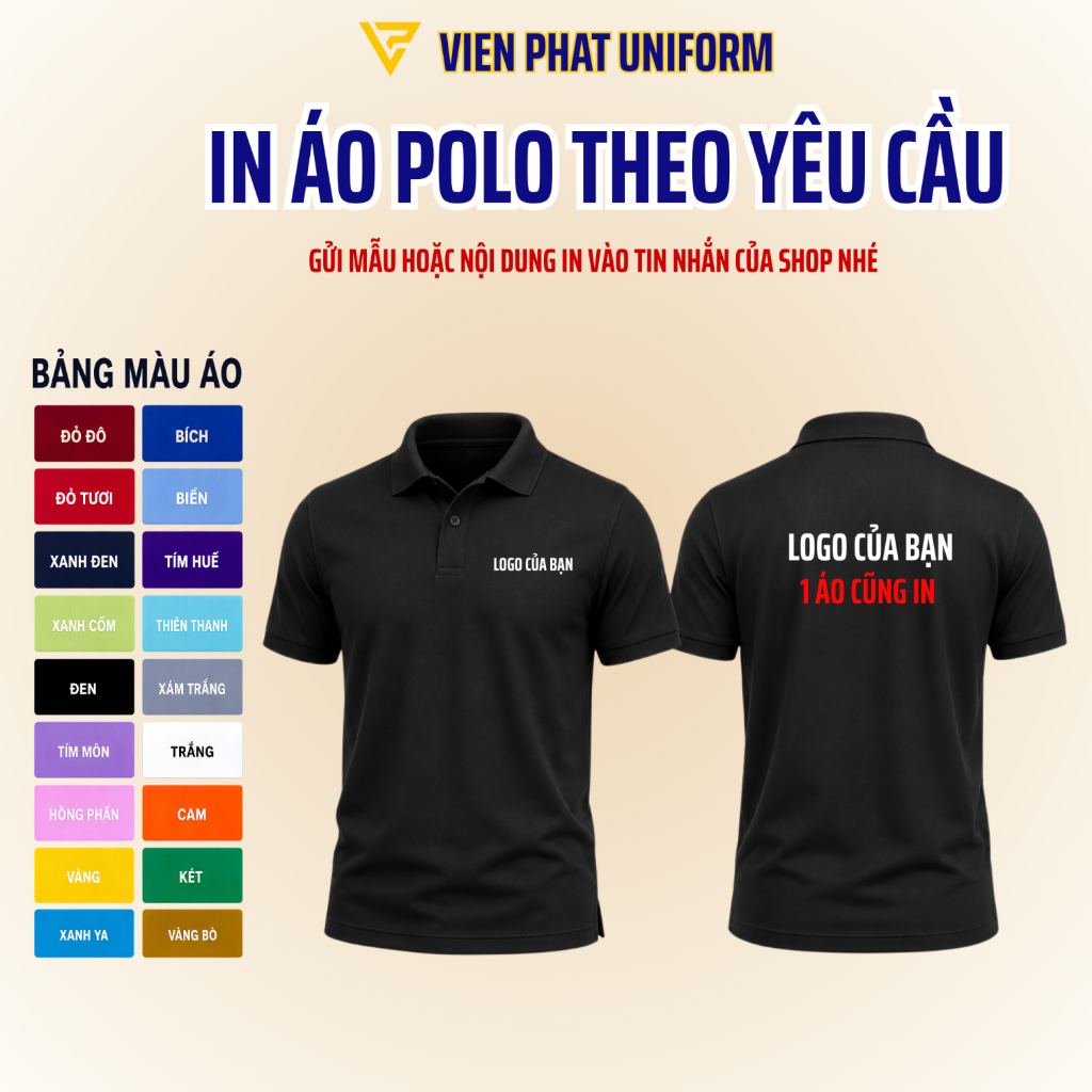 Áo polo in theo yêu cầu, đồng phục công ty, đồng phục in theo yêu cầu - vải cá…