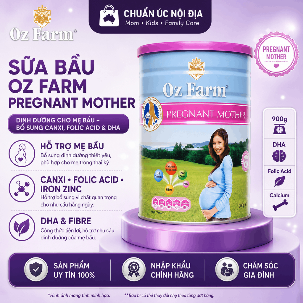 [NHẬP KHẨU TEM PHỤ] Sữa bầu Oz Farm Pregnant Mother Formula 900gram