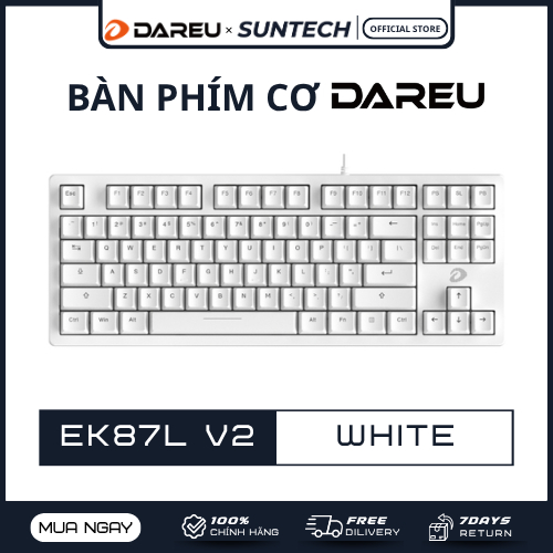 Bàn Phím Cơ Dareu EK87L V2 White | Thiết kế Tối giản, 87 Phím, Switch DREAM/FIREFLY, Sang trọng, Hiệ