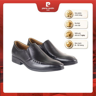 Giày tây nam Pierre Cardin da bò cao cấp, sang trọng lịch lãm, đế cao su nguyên khối, màu đen, phù hợp công sở - mã 704