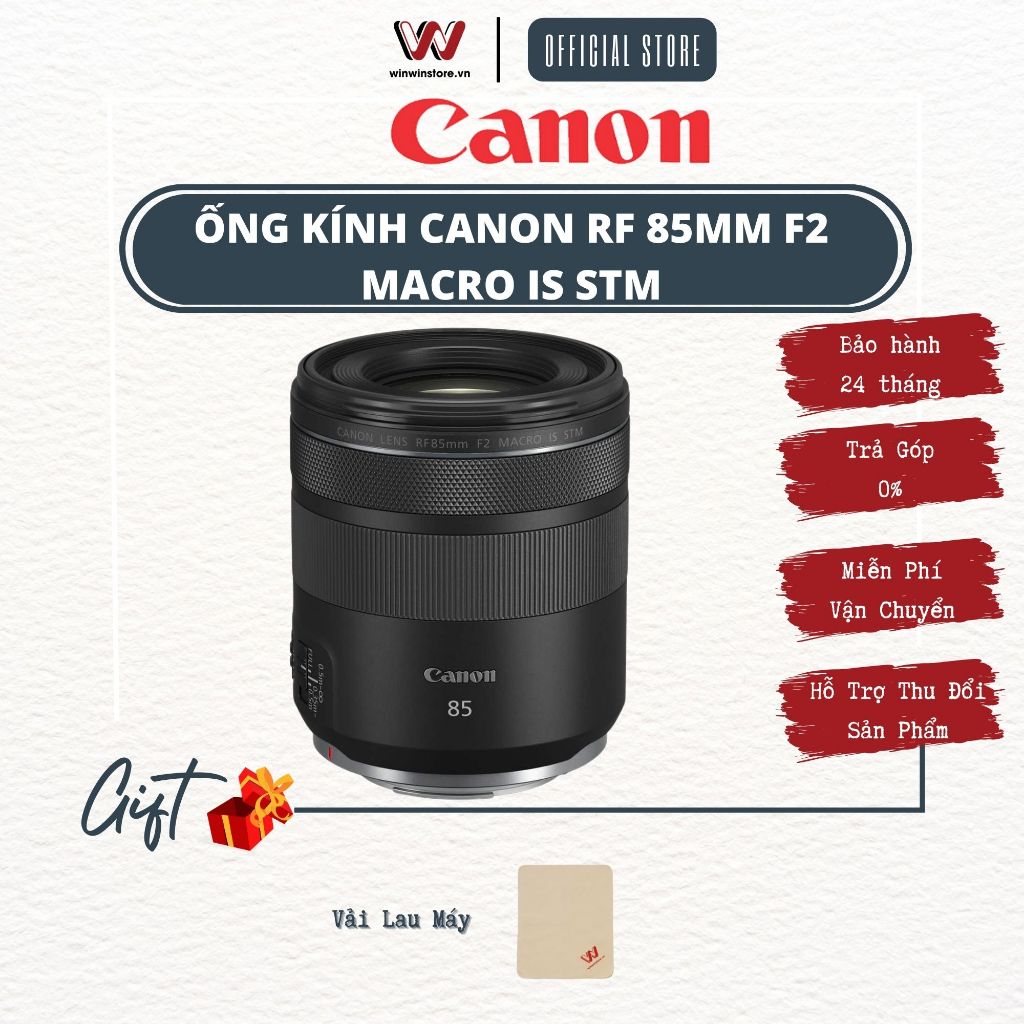 Ống kính Canon RF 85mm F2 l RF85 l RF 85 F2 Macro IS STM - Hàng Chính Hãng