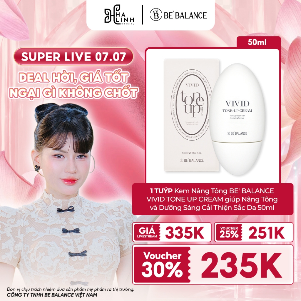 [VHL X BE' BALANCE] Kem Nâng Tông BE' BALANCE VIVID TONE UP CREAM giúp Nâng Tông và Dưỡng Sáng Cải Thiện Sắc Da 50ml