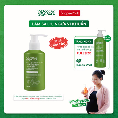Dung Dịch Vệ Sinh Phụ Nữ Gel X2 Nano Nghệ Cỏ Cây Hoa Lá Phiên Bản Mới Hương Trà Xanh - Làm Sạch Dịu Nhẹ 150ml