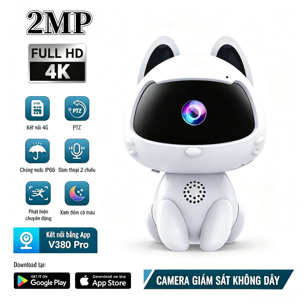 Camera CCTV V380 Pro Kết nối WiFi an ninh nhà thông minh IP Camera Baby/Pet/Nanny HD 1080P Ứng dụng