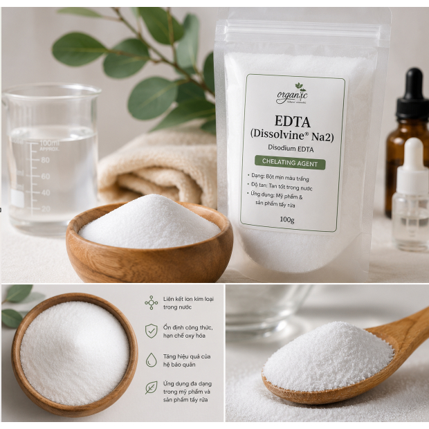 EDTA Dissolvine Na2, Disodium EDTA, Chelating Agent, Chất tạo phức mỹ phẩm