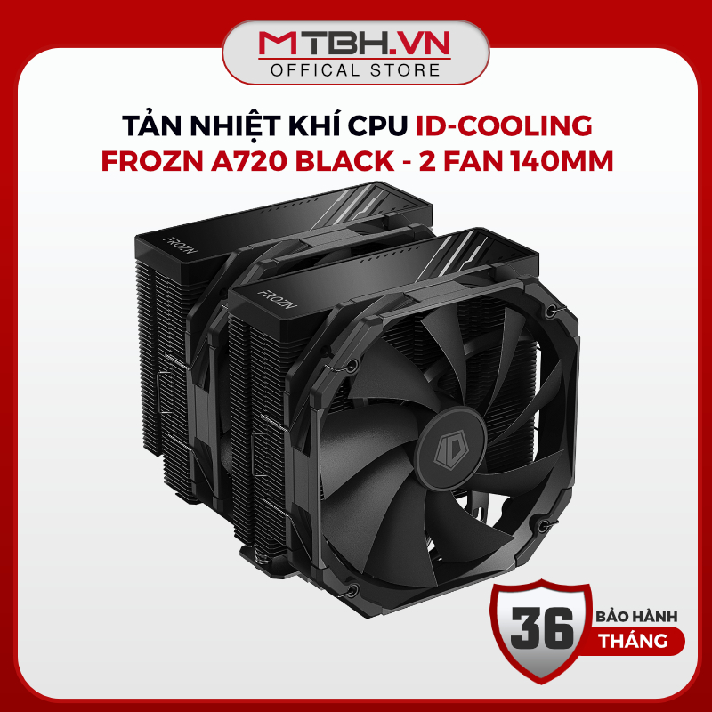 Tản Nhiệt Khí CPU ID-COOLING FROZN A720 BLACK - Tháp Đôi 7 Ống Đồng, 2 Quạt 140mm