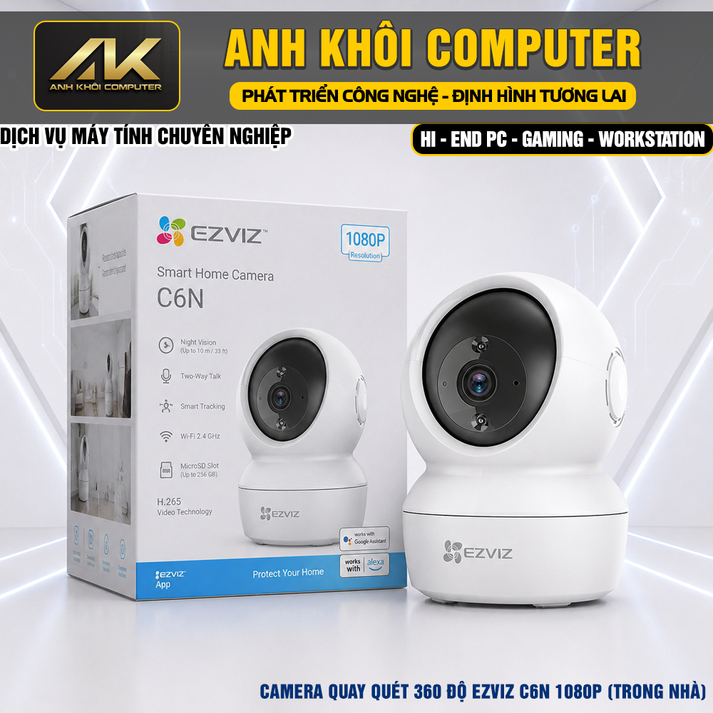 Camera Wifi EZVIZ C6N (H6C) 2MP 1080P Quay Quét 360° Đàm Thoại 2 Chiều Trong Nhà