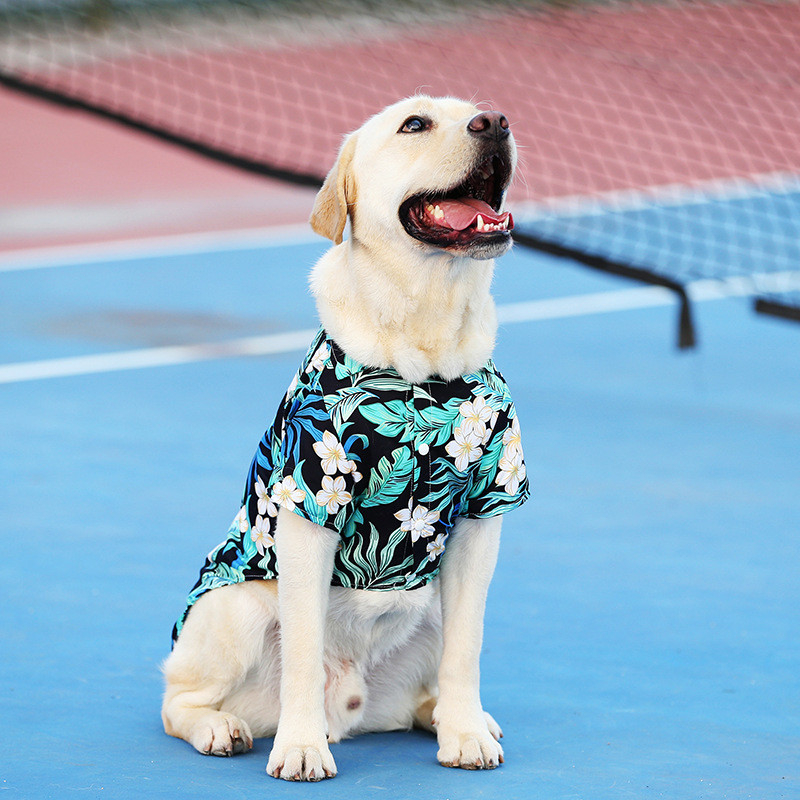 Hawaiian Printed Style Large Breed Pet Polo Clothes