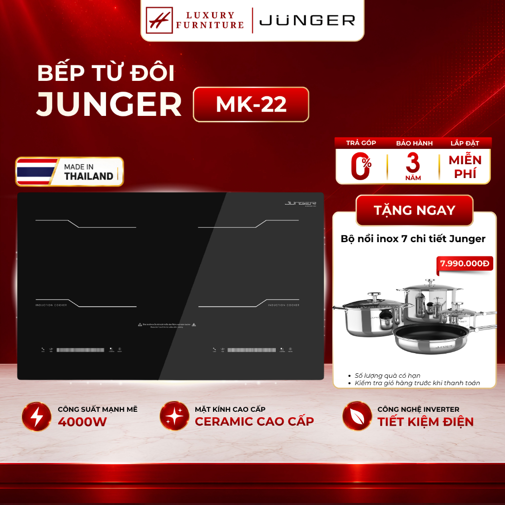 [Miễn Phí lắp đặt] Bếp từ đôi Junger MK-22| BH chính hãng
