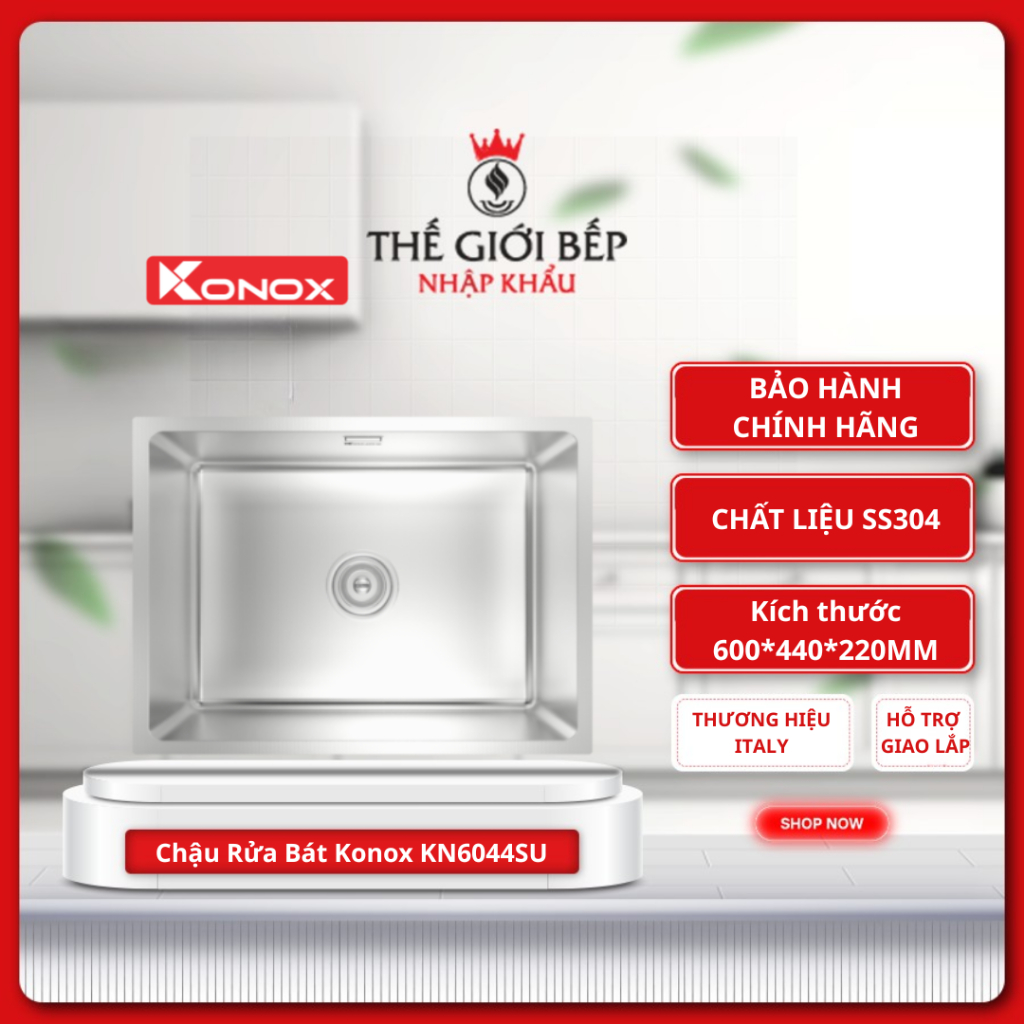 Chậu rửa bát 1 hố chống xước KN6044SU Dekor - Inox 304 Chống Trầy Xước