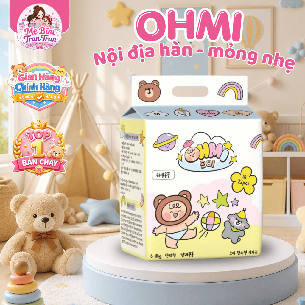 Bỉm OHMI nội địa Hàn - cao cấp, mỏng nhẹ, khô thoáng, an toàn da bé, đủ size  - Mẹ Bỉm Tran Tran