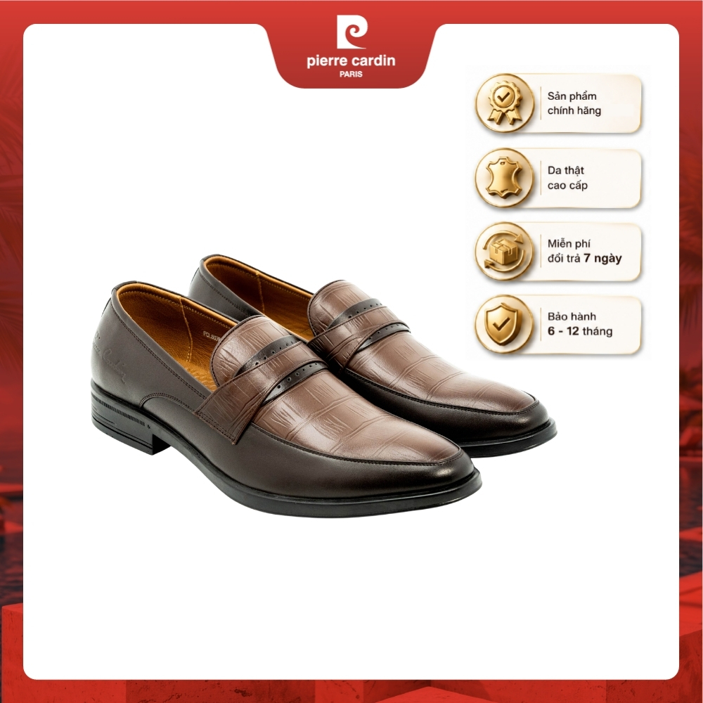 Giày tây lười loafer Pierre Cardin da bò đế thủ công mã 807