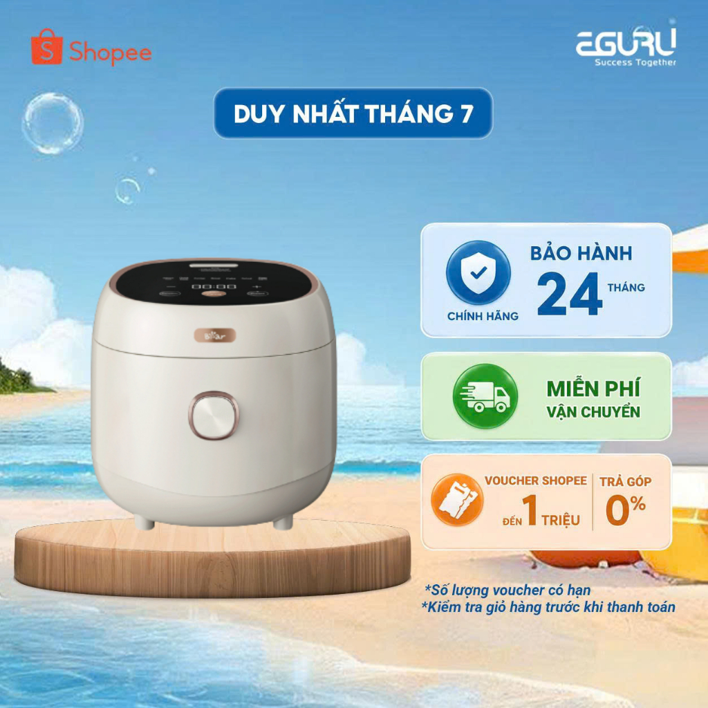 Nồi Cơm Điện 1.5L Bear DFB-C40K6 (RC-4H40E) 800W - Chống Dính 5 Lớp - 6 Chế Độ Nấu - BH 18 Tháng
