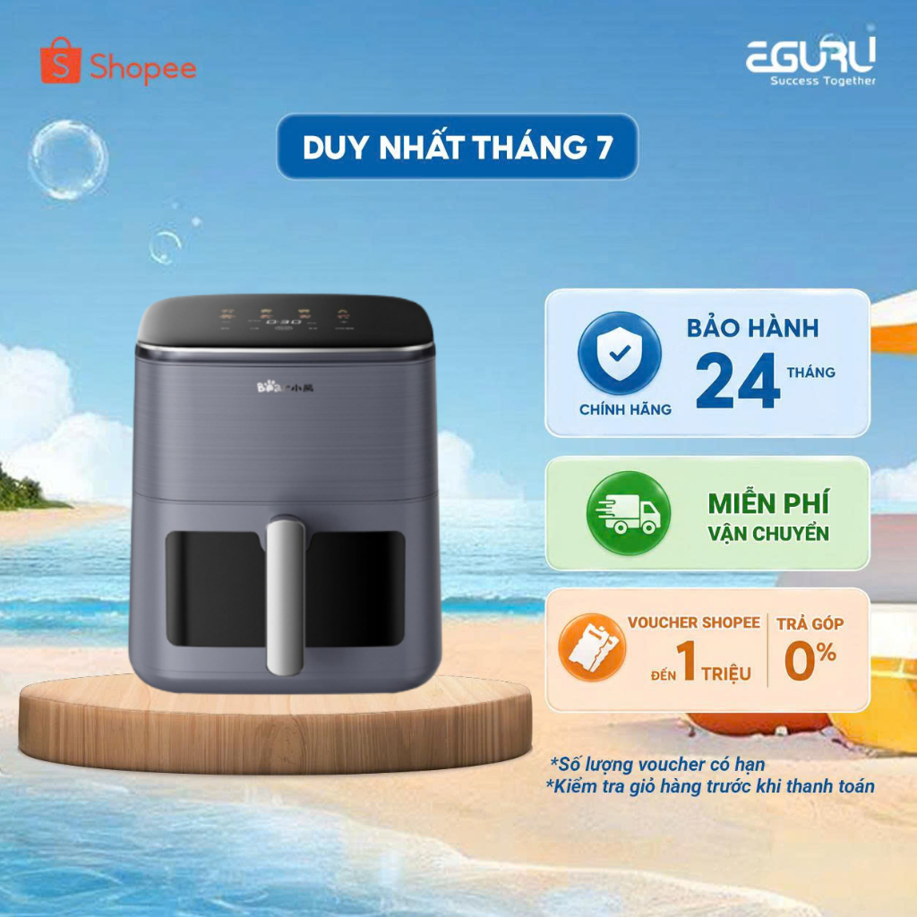 Nồi Chiên Không Dầu 6,2L Bear QZG-H16R3 (AF-4H16K) |1600W - Thiết kế 4D - 2 Tốc độ Gió - BH 18 Tháng