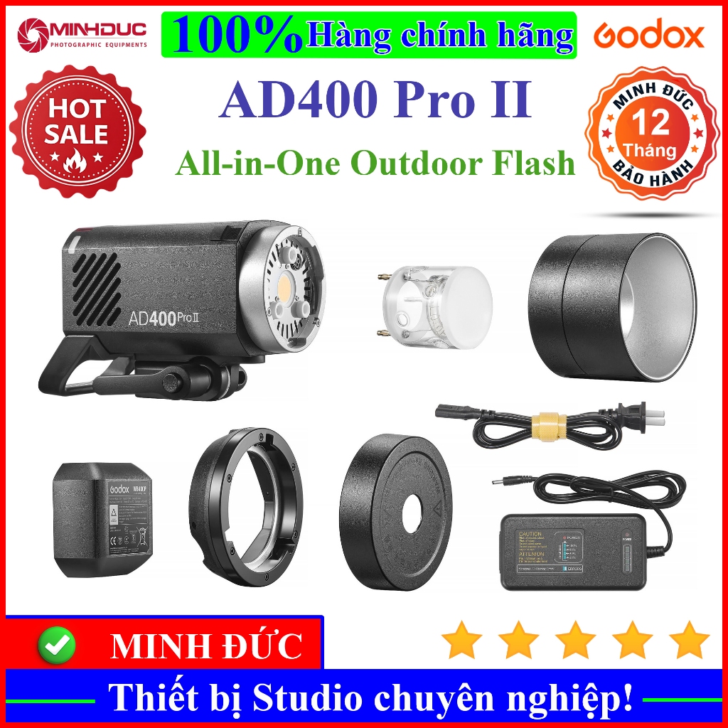 Đèn Flash ngoại cảnh Godox AD400 Pro II All-in-One. Hàng chính hãng ( MINH ĐỨC )