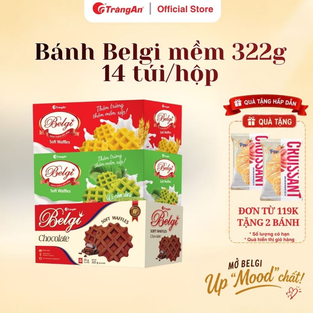 Bánh Bông Lan Belgi Tràng An thơm ngon giàu năng lượng 322g, nhiều hương vị | Tràng An Official