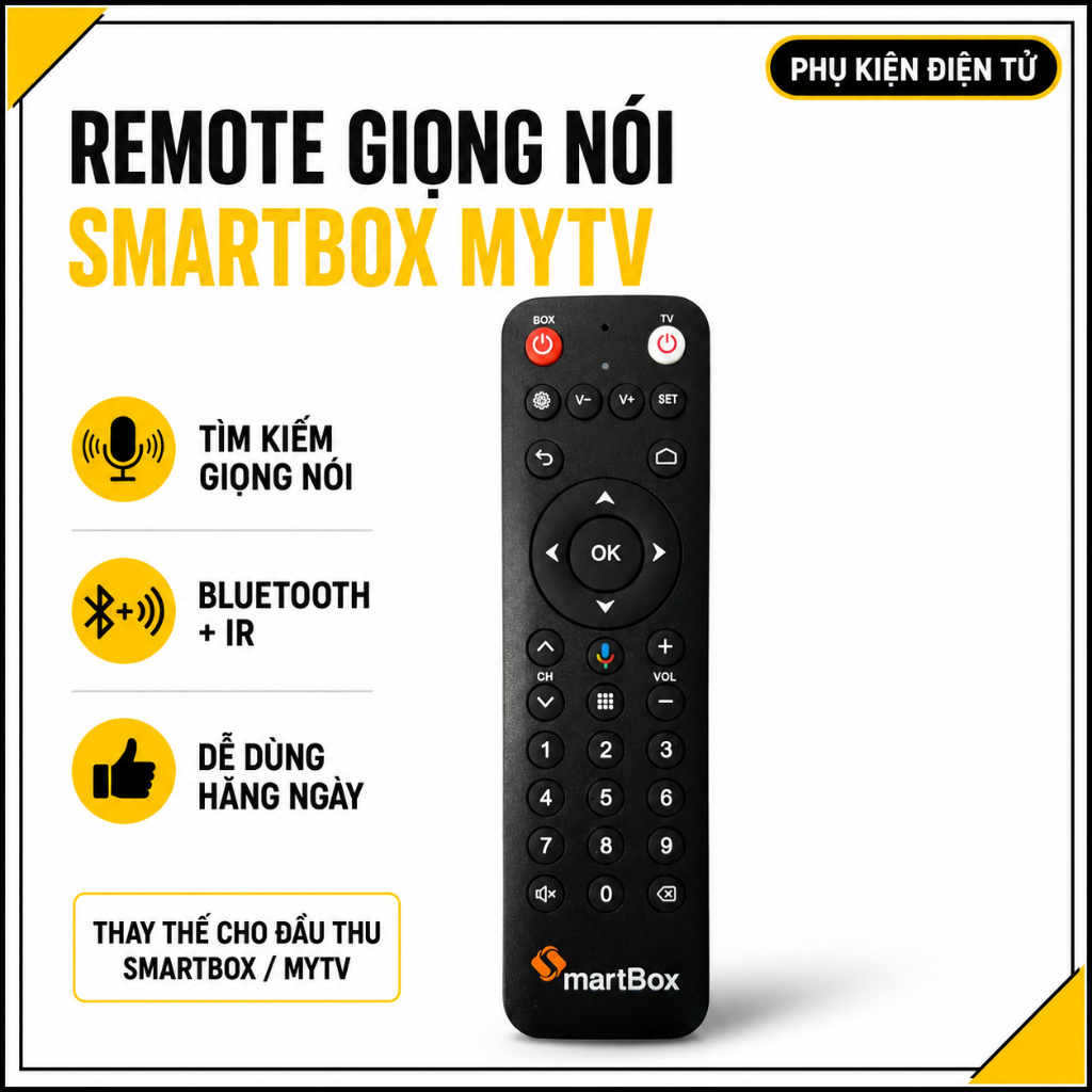 [HÀNG SẴN] Remote Voice VNPT MyTV Smartbox - Điều Khiển Giọng Nói Bluetooth/IR Cho Đầu Thu VNPT