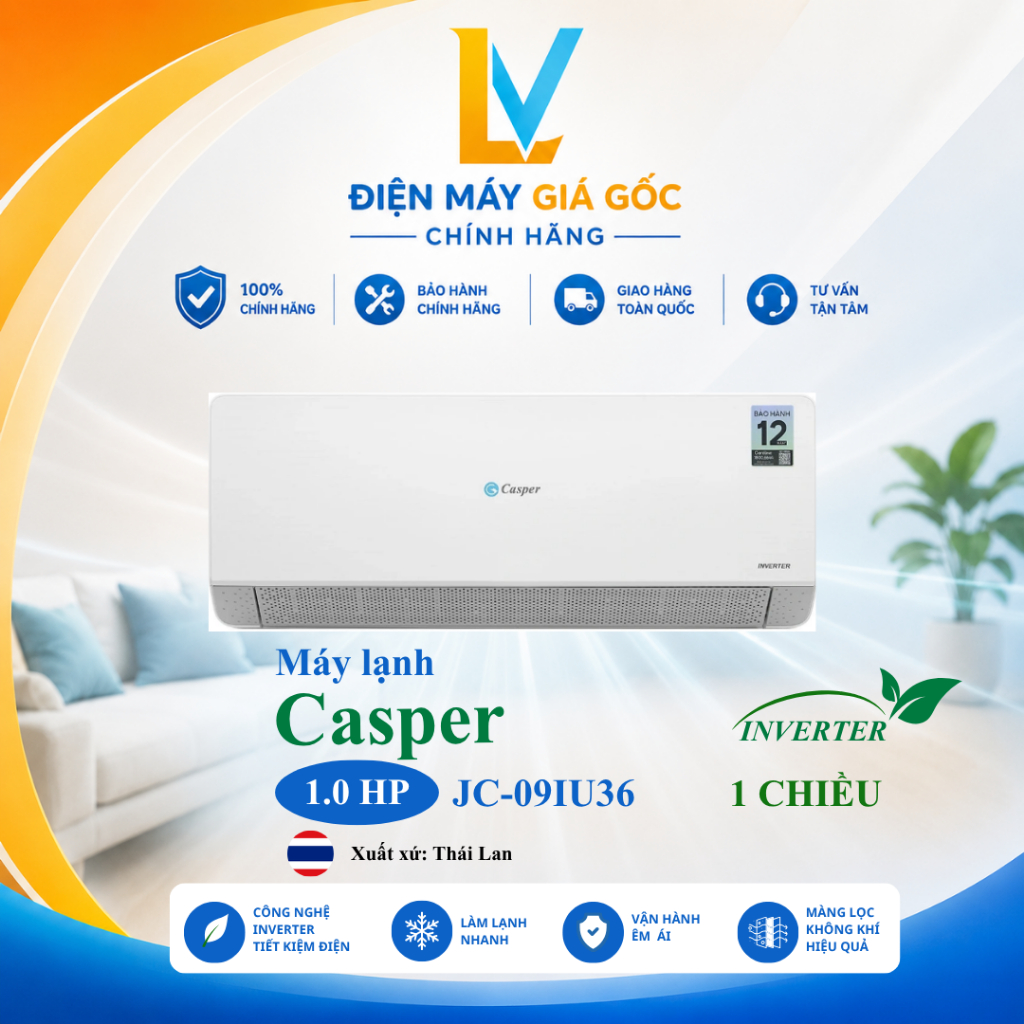 JC-09IU36 - Máy lạnh Casper Inverter 1.0 HP JC-09IU36 - Xuất xứ Thái Lan - Hàng chính hãng
